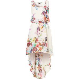Topshop Bright Blossom Dip Hem Dress